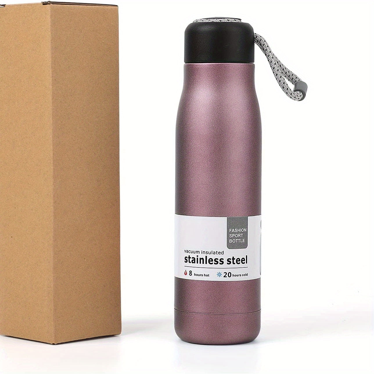 17oz Insulated Steel Water Bottle Strap Lid Keeps Drinks Cold