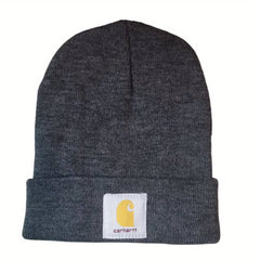 Men's Grey Knit Cuffed Beanie Hat