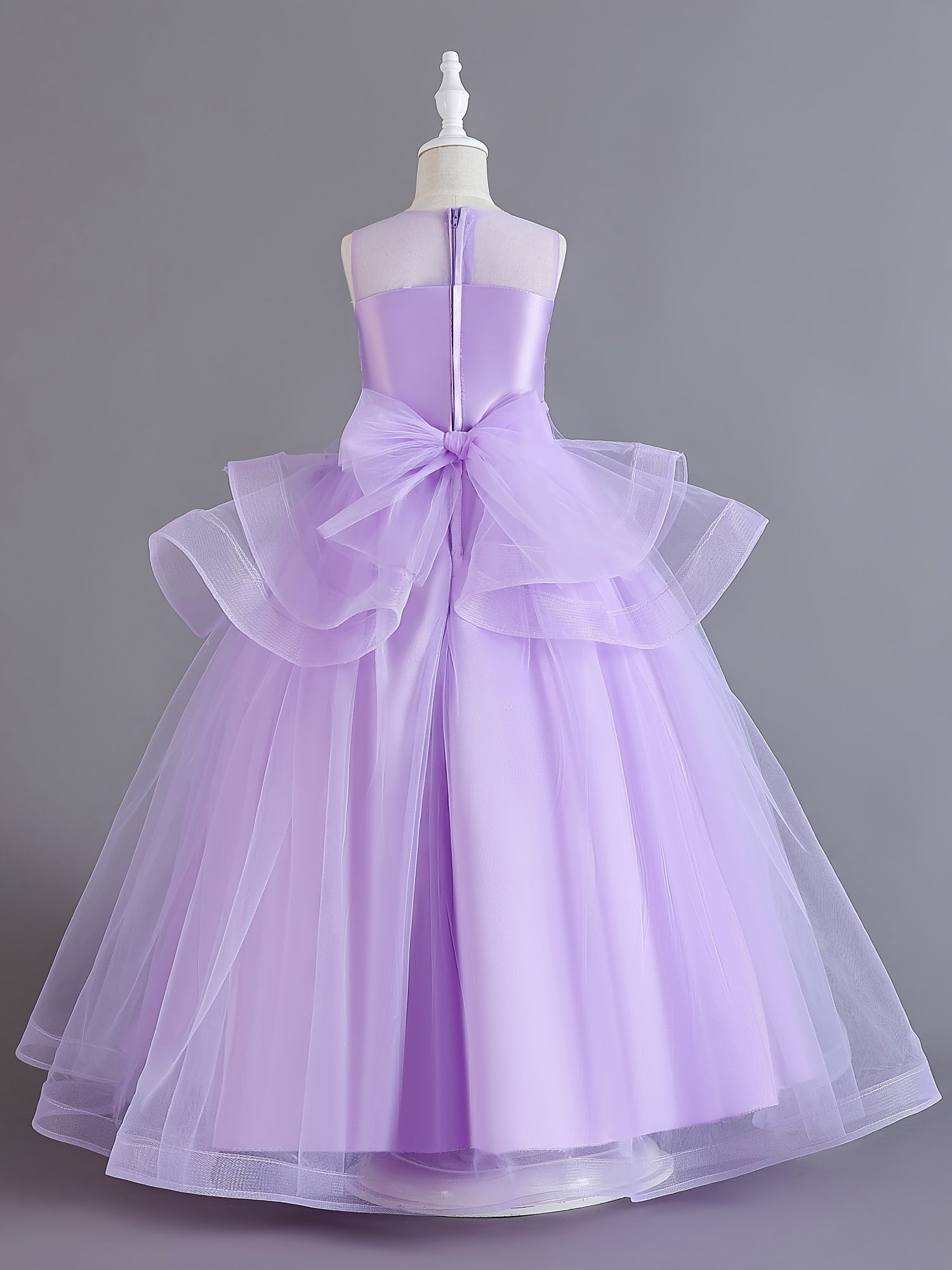 Girls Ruffled Mesh Embroidered Princess Dress Sleeveless Dress