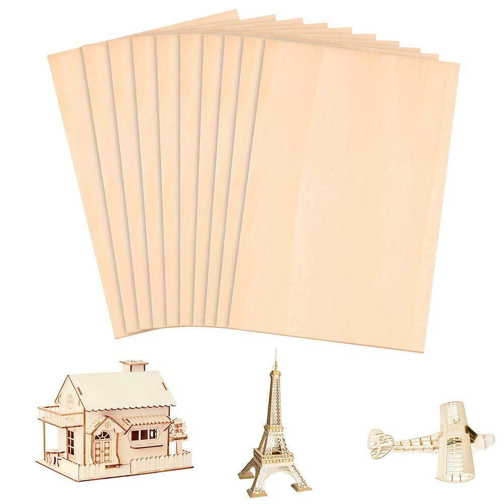 10pcs Light Wood Adhesive Panels 300x200x1.5mm Unpainted Lim