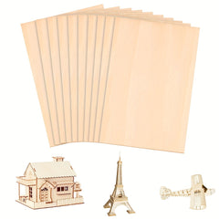 10pcs Light Wood Adhesive Panels 300x200x1.5mm Unpainted Lim