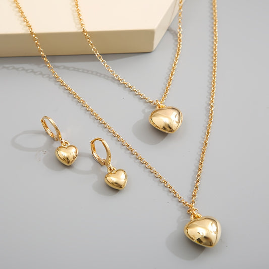 Heart Jewelry Set Pendant Necklace Bracelet Earrings for Women