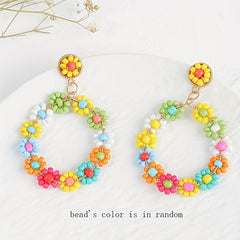 Bohemian Hoop Earrings Beaded O Shape