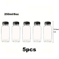 5pcs Clear Plastic Juice Bottles Leak Proof Large Capacity Beverage Containers