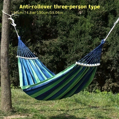 Portable Canvas Hammock with Curved Wooden Stick for Outdoor Camping