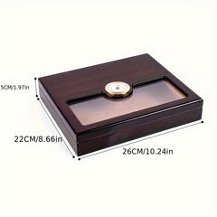 Wooden Storage Box With Hygrometer & Divider For 25pcs Protective Storage