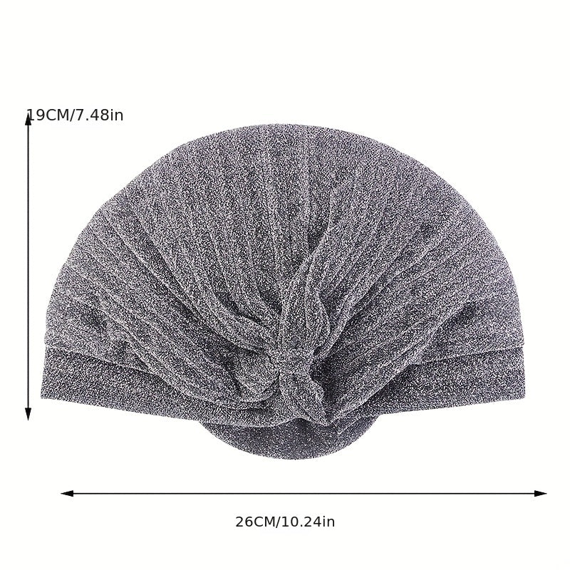 Silvery Glitter Flower Turban Cap Ramadan Headwrap Head Scarf Hijab Hats