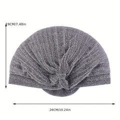 Silvery Glitter Flower Turban Cap Ramadan Headwrap Head Scarf Hijab Hats