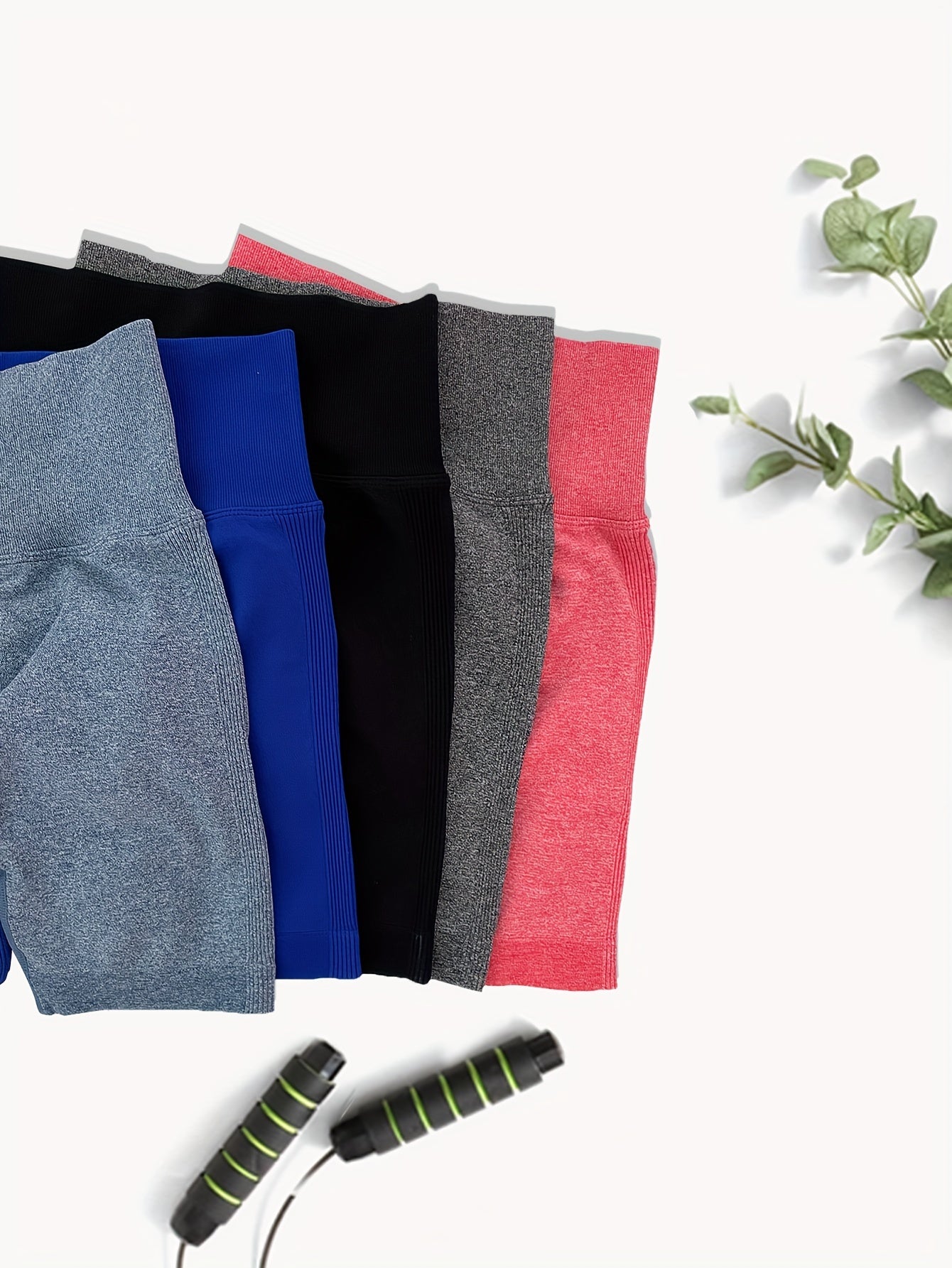 5pcs High Waisted Yoga Shorts for Women Solid Sports Activewear