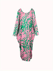 Print Long Sleeve Maxi Dress With Pockets