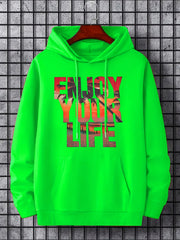 'Enjoy Your Life' Print Hoodie Men's Casual Pullover Hooded Sweatshirt