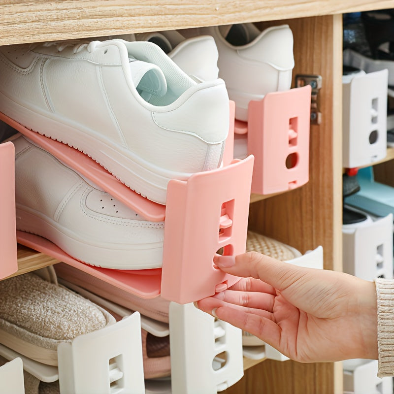 Adjustable Plastic Shoe Slot Storage Organizer - 4pcs set