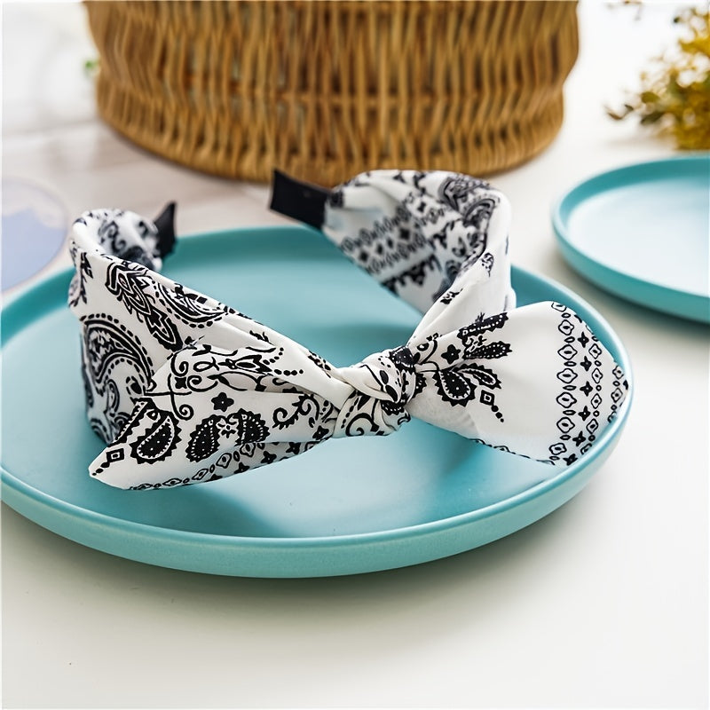 Paisley Print Boho Head Band Vintage Bowknot Hair Bands