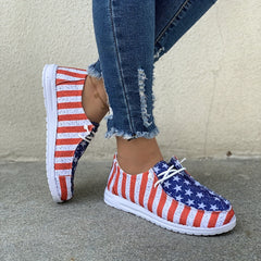 4th of July Women's Flag Pattern Canvas Slip On Loafers