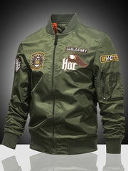 Embroidered Men's Slim Fit Sports Jacket Spring Autumn Windproof Motorcycle