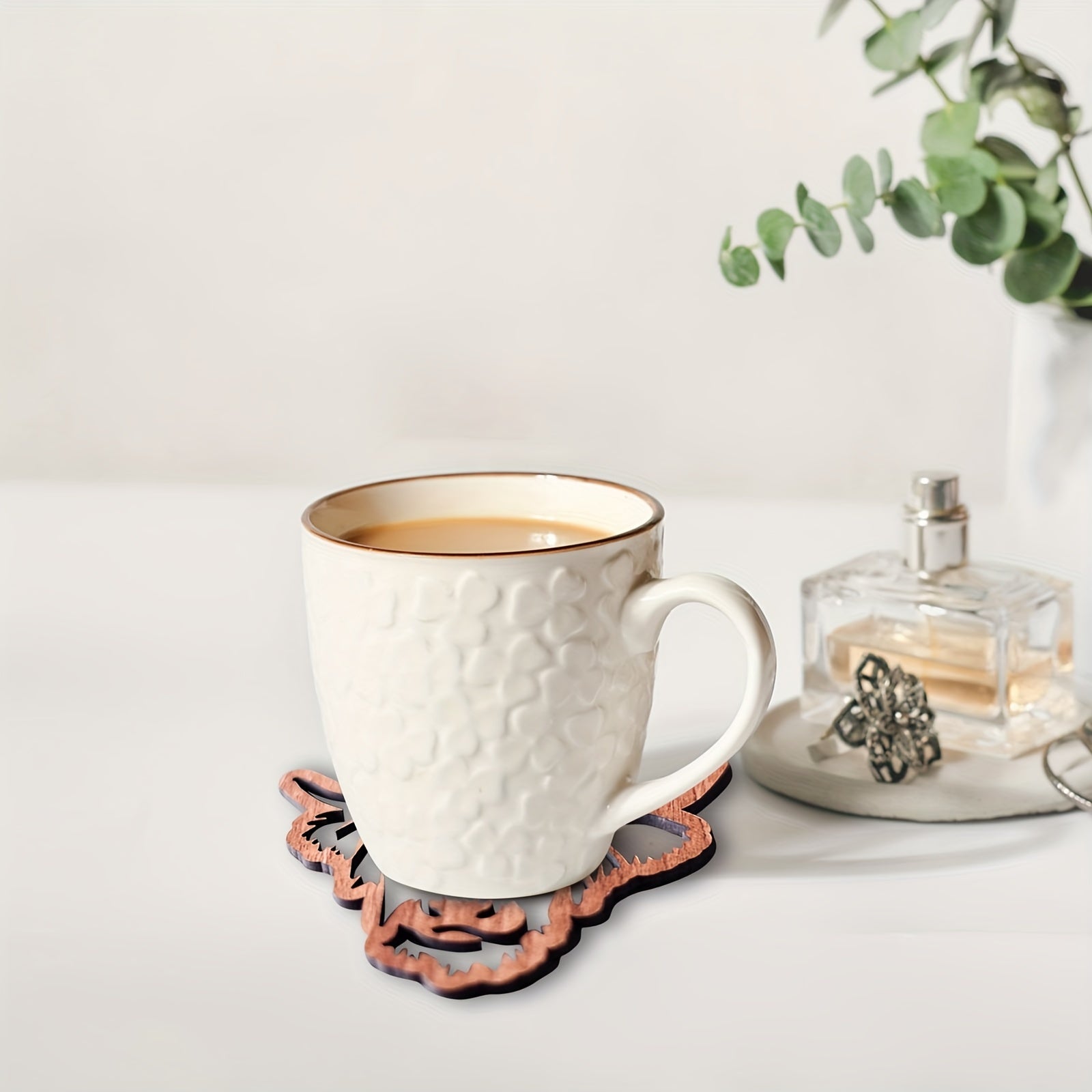 Highland Cow Wooden Coaster Hollow Out Cattle Table Mat