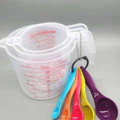 Stackable Plastic Measuring Cups with Spoon Set