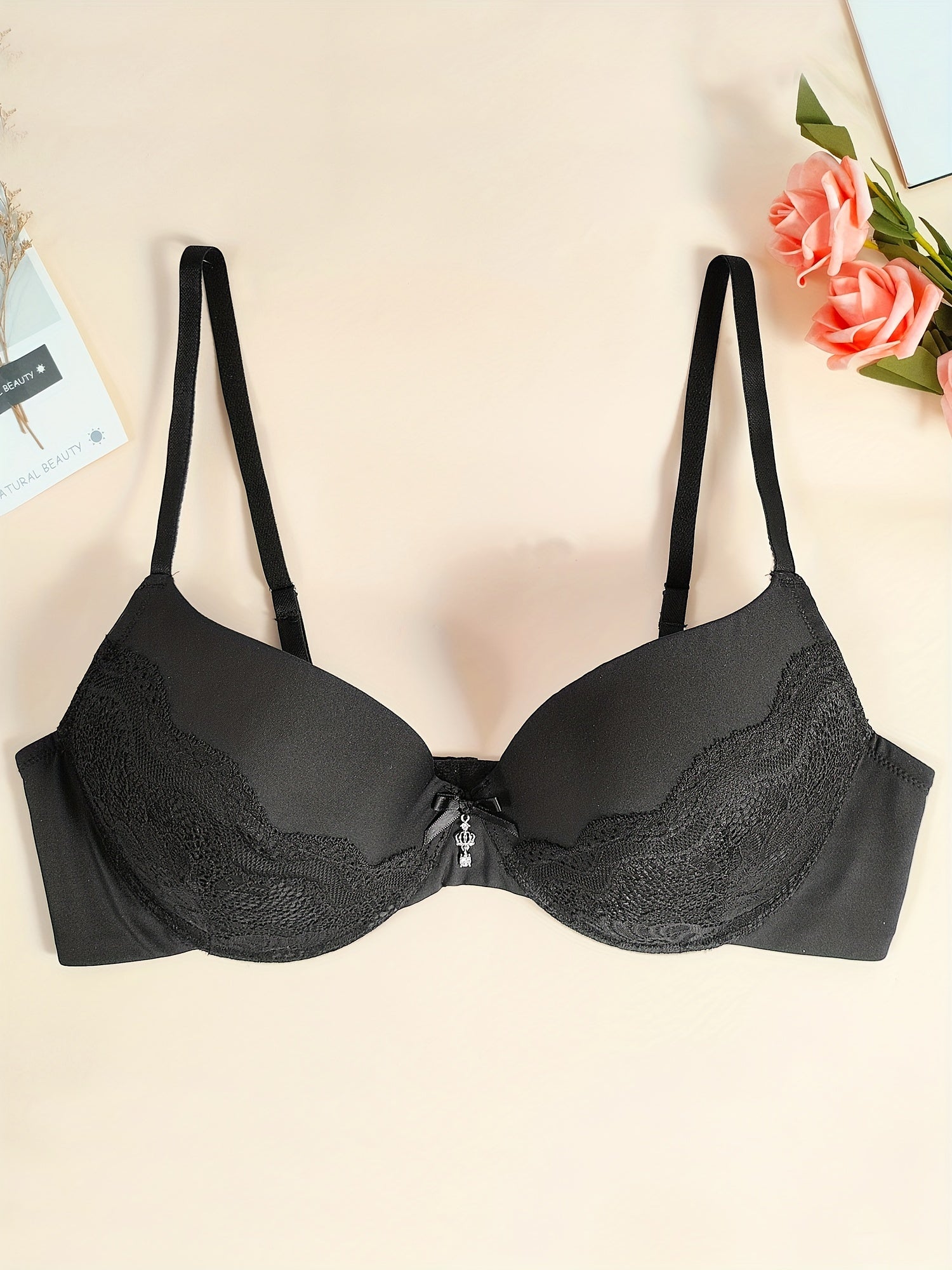  Lace Soft Underwire Push Up Molded Cup Bra