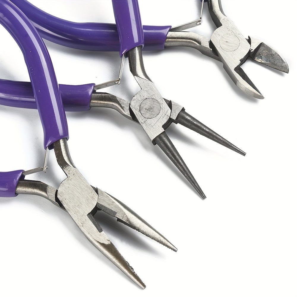 3pcs Jewelry Making Pliers Set DIY Tools Needle Nose Round Nose Diagonal Pliers