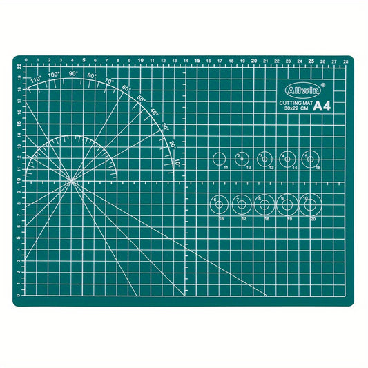 A4 Green Self Repair PVC Cutting Mat Double Sided Grid Rotating Cutting Board