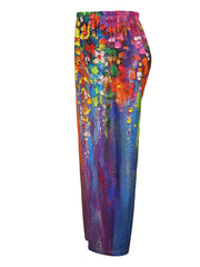 Casual Painting Print Wide Leg Pants