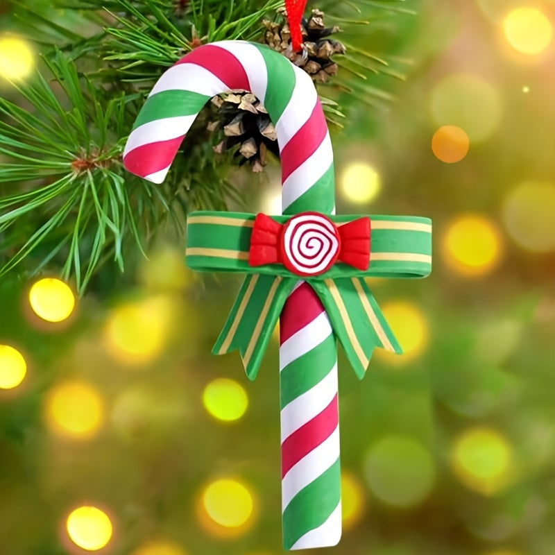Colorful Clay Candy Cane Christmas Tree Ornament