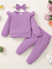 Toddler Girls Ruffle Sleeve Sweatshirt Top Pants Set Valentines Outfit