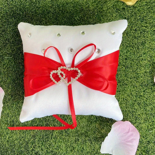 Heart Rhinestone Ring Pillow 10x10cm Wedding Anniversary Party Supplies