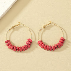 Red Coral Acrylic Round Earrings 14K Plated