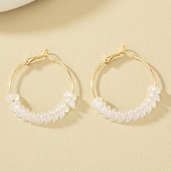 Red Coral Acrylic Round Earrings 14K Plated