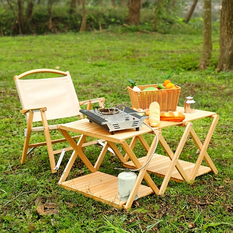 Portable Solid Wood Folding Shelf for Camping