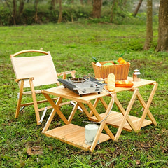 Portable Solid Wood Folding Shelf for Camping