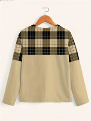 Men's Plaid Long Sleeve Tee for Autumn