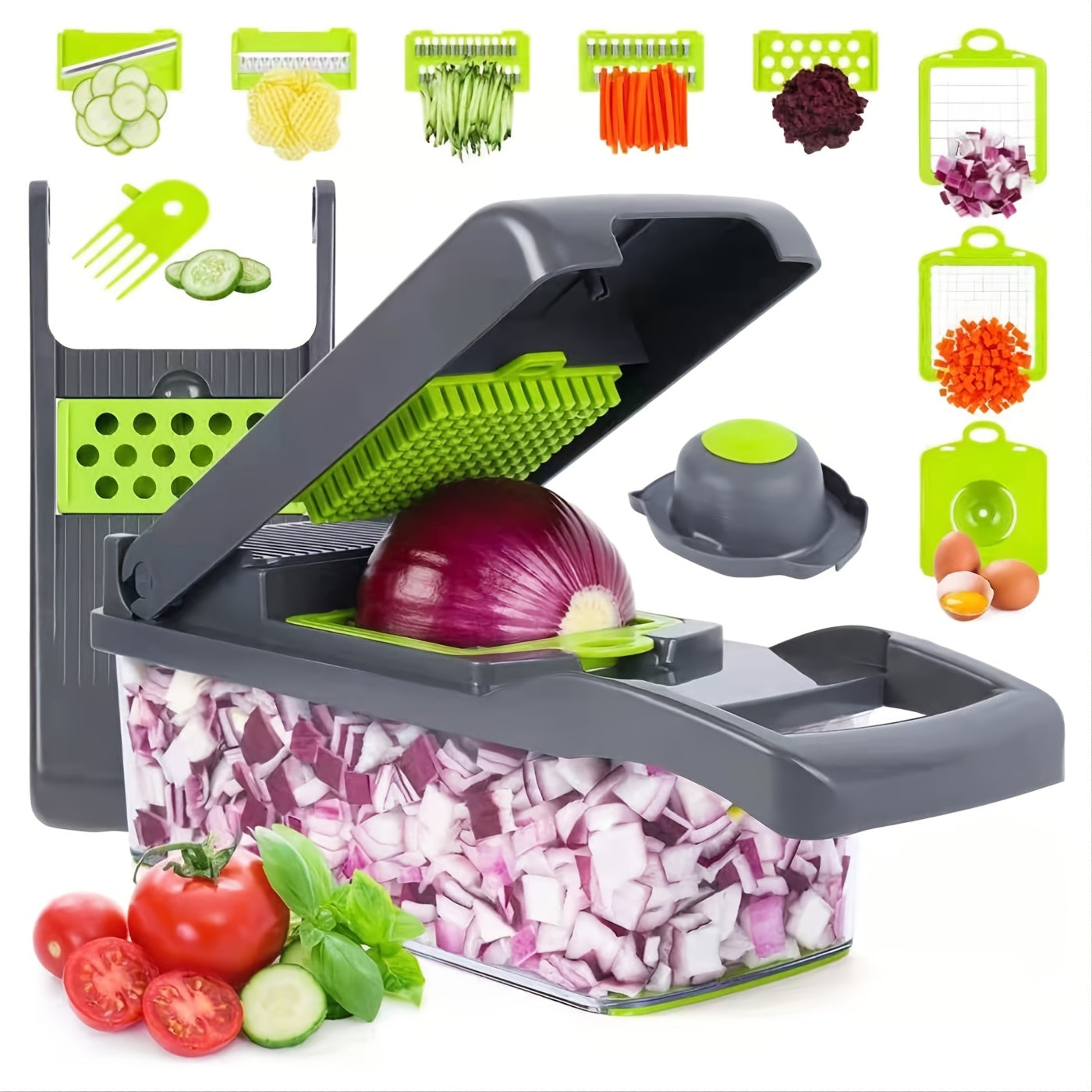 13in1 Vegetable Chopper Fruit Slicer 8 Blades Manual Food Grater