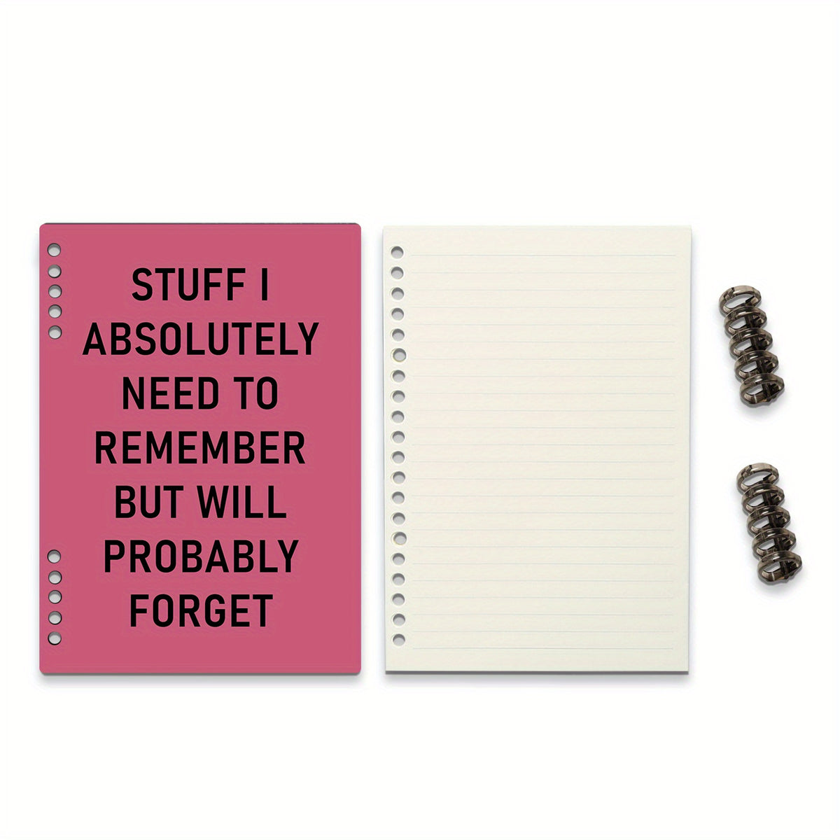 Funny Spiral Notebook 14x20 Pink Lettering, Removable Lined Pages