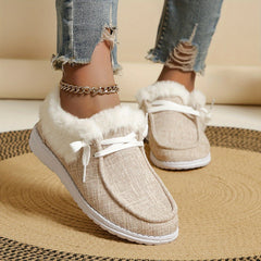 Women's Solid Non-slip Thickened Sneakers Low Top Warm Sport Shoes