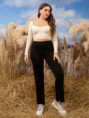  Women's Basic High Rise Straight Leg Pants