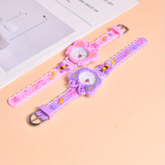 2pcs 3D Butterfly Pony Strap Quartz Watch Small Wristwatch