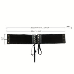 PU Leather Wide Belt Women Lace Corset Belt Female