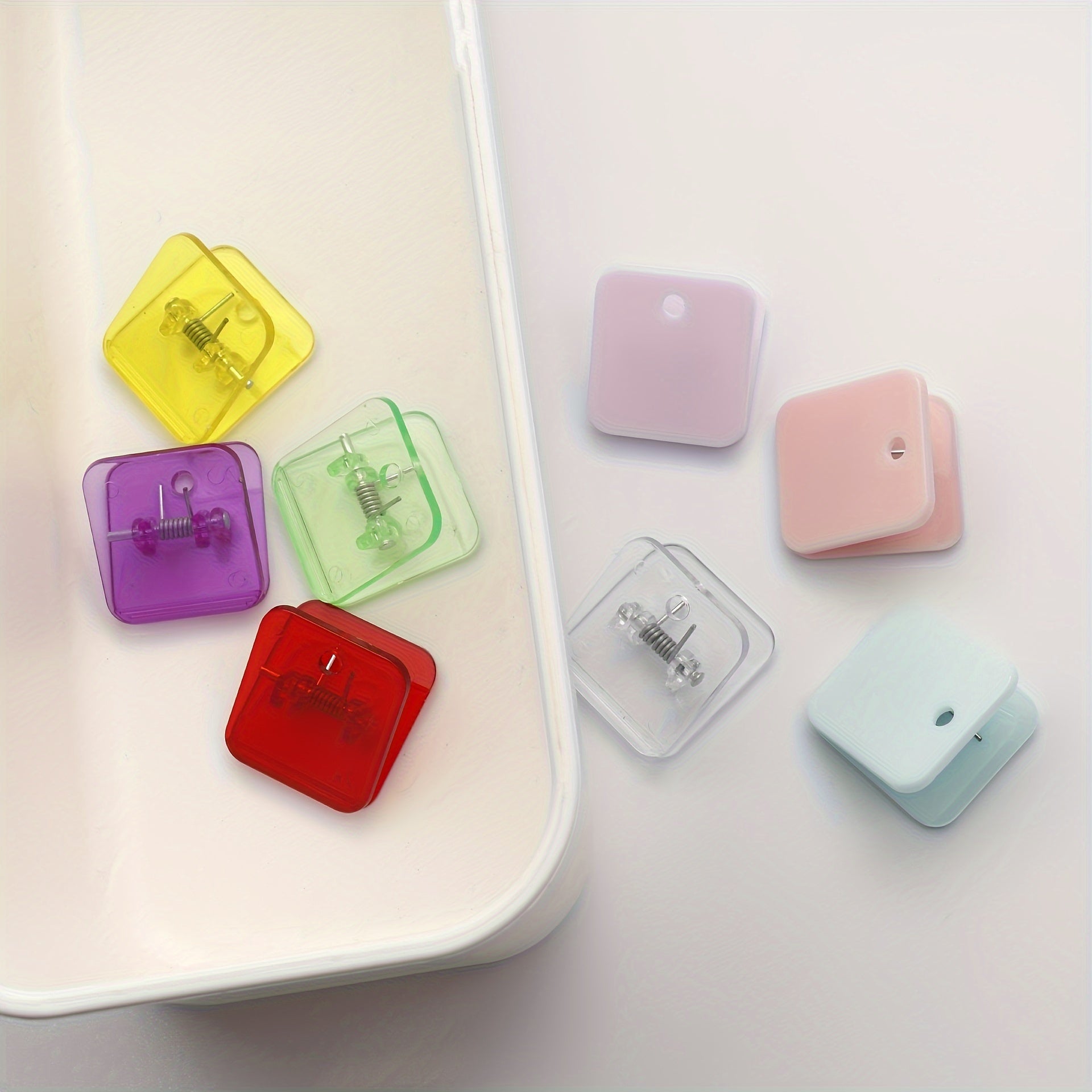 4pcs Colorful Square Plastic Clips for Document Storage Office Supplies
