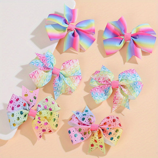 6pcs Gradient Bow Hair Clips for Girls