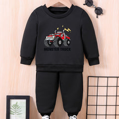 Baby Cartoon MONSTER TRUCK Outfit Long Sleeve Sweatshirt Trousers Set