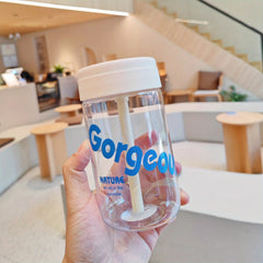 600ml Big Belly Straw Cup Portable Plastic Water Cup for Office Home Outdoor