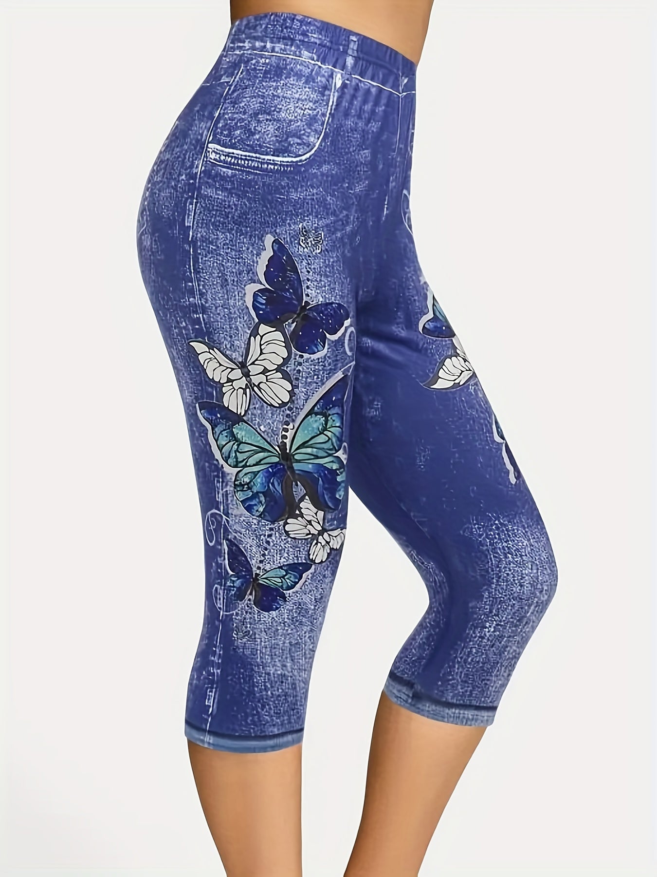 Butterfly Print Capris Leggings for Women