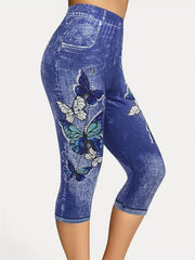 Butterfly Print Capris Leggings for Women