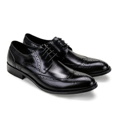 FARWARWO Men's Leather Wing tip Brogue Pointed Toe Derby Shoes