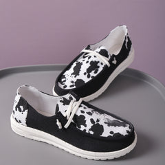 Cow Pattern Sneakers Low Top Canvas Shoes for Women