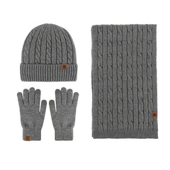 Alpaca Fleece Knitted Hat Scarf Gloves Set for Men Women