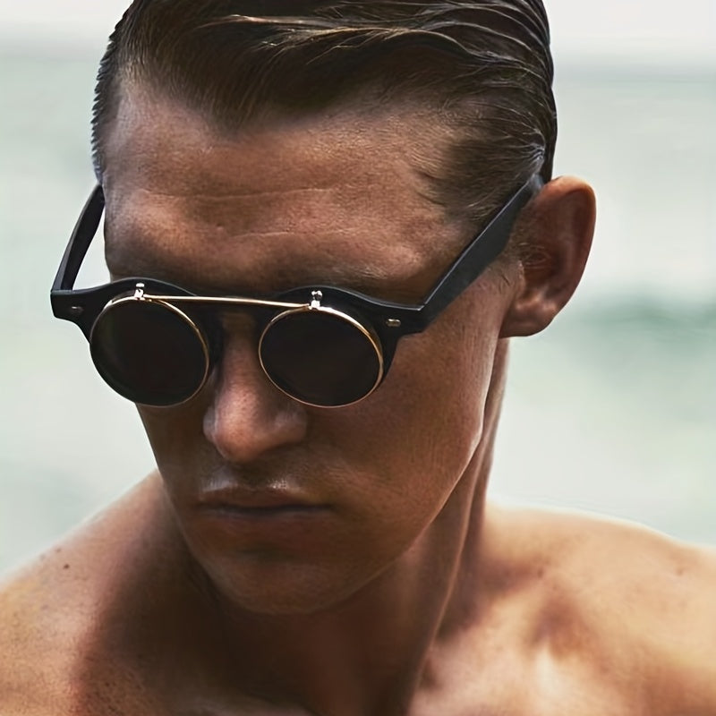 Classic Vintage Round Flip Sunglasses Mixed PC Sunglasses