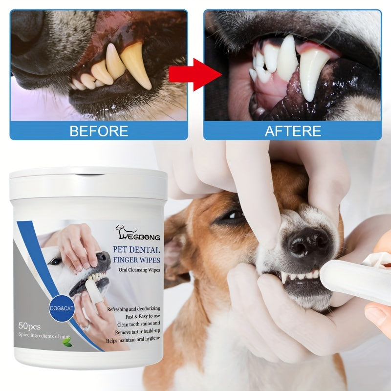 50pcs Pet Oral Health Silicone Fingertip Toothbrush for Dogs and Cats